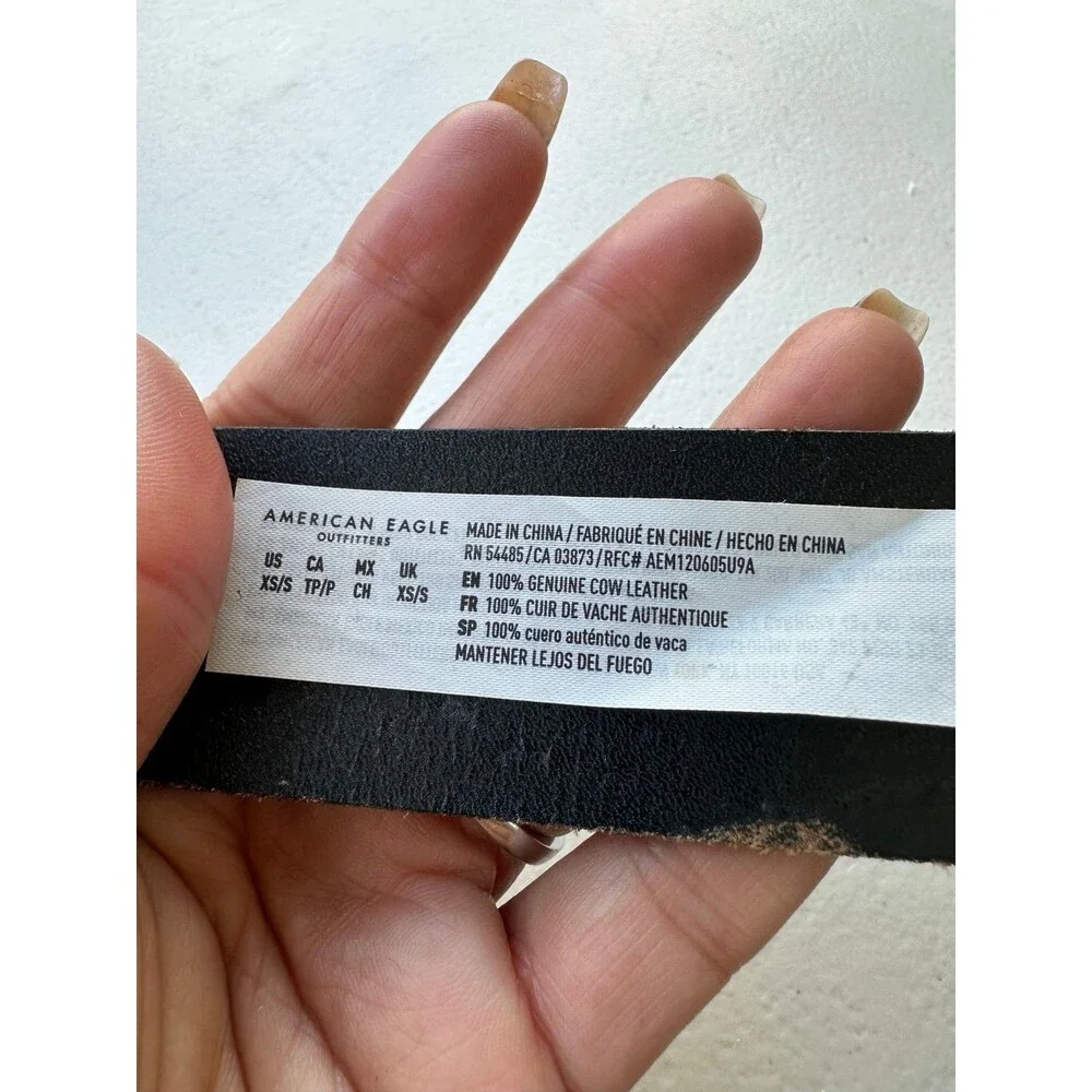 American Eagle Outfitters AEO Men's Black Genuine Cow Leather Belt XS/S